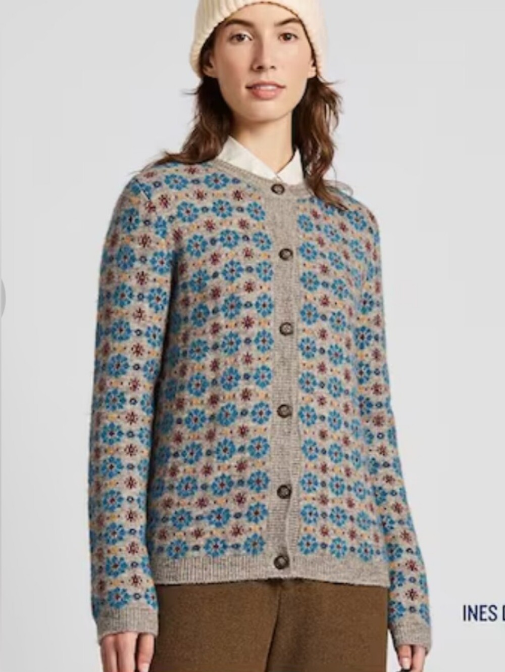 Uniqlo Ines de la Fressange Fair Isle Cardigan Sweater Wool Alpaca XL Multi